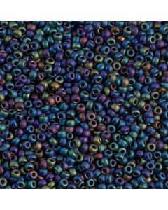 Miyuki Rocailles 11/0 0401FR Black Matted Multi Iris
