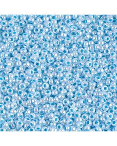 Miyuki Rocailles 11/0 0430 Aqua Lined White Pearl