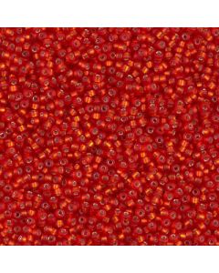 Miyuki Rocailles 15/0 0010F Matted Silver Lined Flame Red