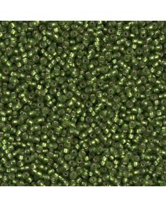 Miyuki Rocailles 15/0 0026F Matted Silver Lined Olive