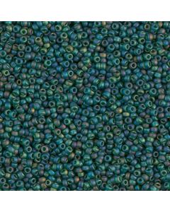 Miyuki Rocailles 15/0 0156FR Matted Transpareny Dark Emerald AB