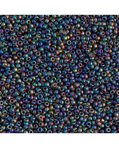 Miyuki Rocailles 15/0 0401FR Black Matted Multi Iris