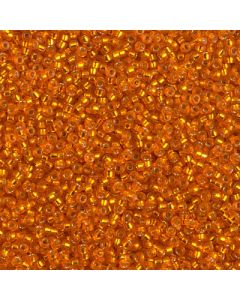 Miyuki Rocailles 15/0 1625 Dyed Semi-Frosted Silver Lined Light Orange