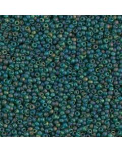 Miyuki Rocailles 8/0 0156FR Matted Transparent Dark Emerald AB