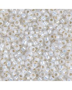 Miyuki Rocailles 8/0 0551 Gilt Lined White Opal