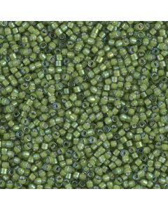 Miyuki Delica 11/0 DB1786 White Lined Light Green AB